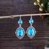 Stylish Bohemian Blue Pendant Ethnic Exotic Gemstone Earrings