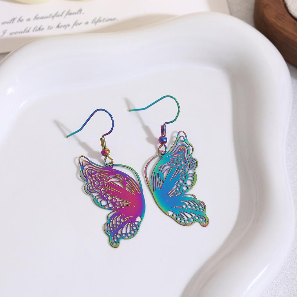 Symphony Hollow Variety Butterfly Earrings High Sense Light Luxury Ethnic Style Sweet Cool Fashion Temperament Earrings