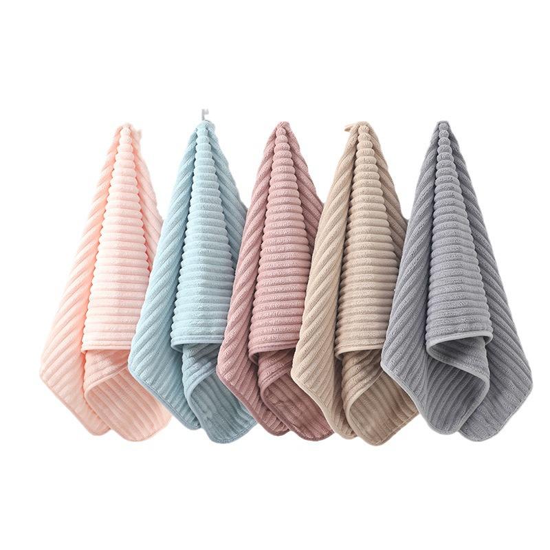 Candy Stripe Coral Fleece Towel - Thick, Absorbent, Non-Shedding Velvet Bath Towel for Daily Household Use