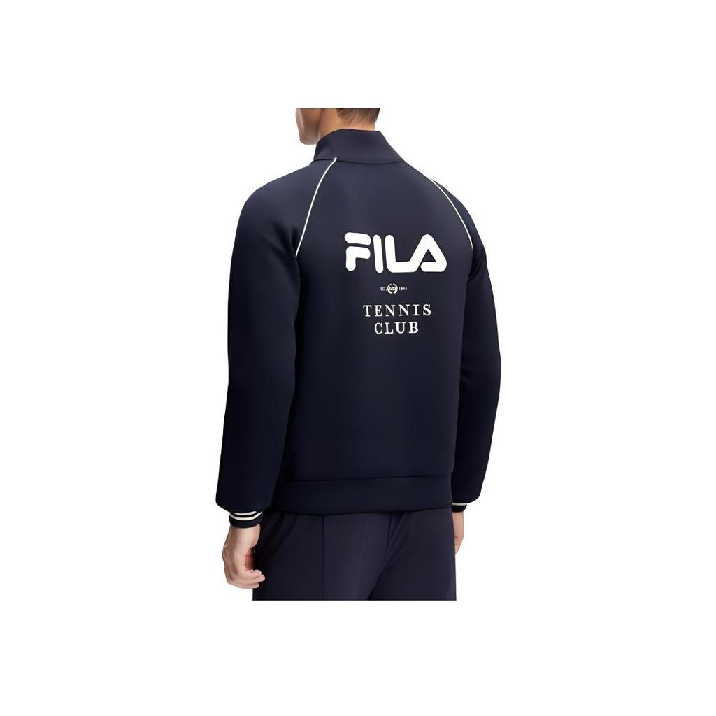 Fila Official 2024 Spring New Knitted Long Sleeve Jacket Basic Tennis Sports Stand Collar Top Men Tops Dark-Blue A11M413503F-NV
