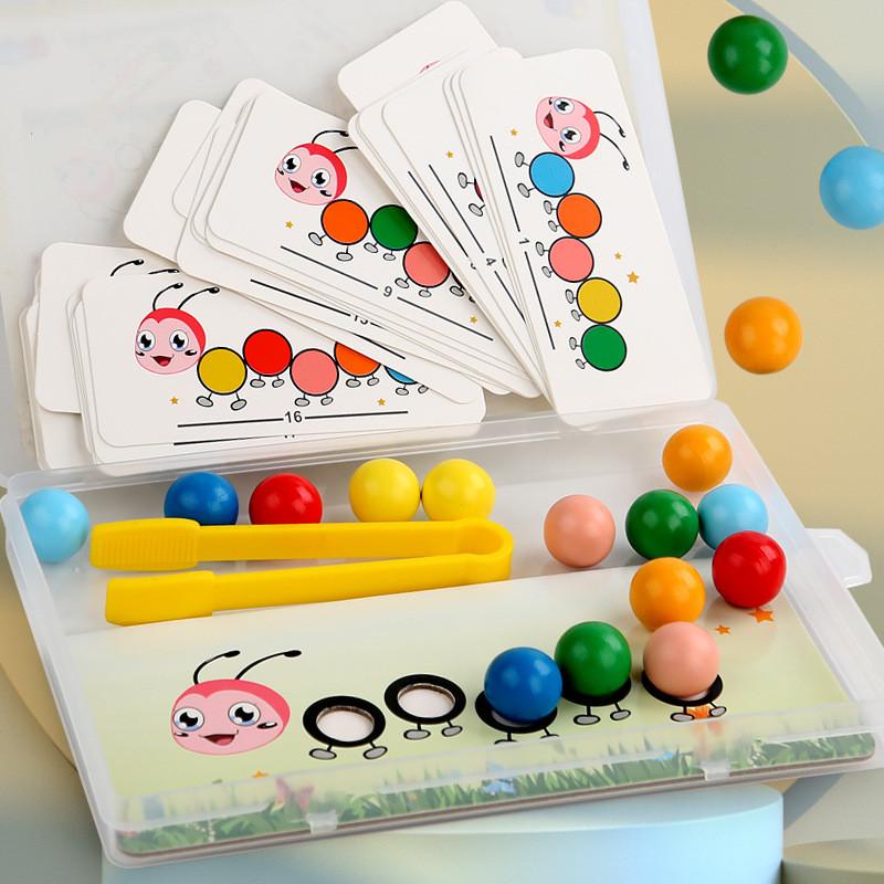 Wooden Caterpillar Preschool Bead Stringing Set Fine Motor Development Early