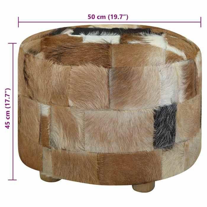 VidaXL Pouf Genuine Leather Round 50 X 50 X 45 Cm