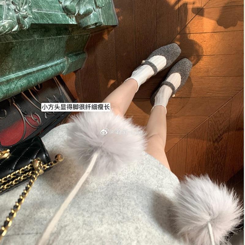 ~ Square head word with light mouth velvet to increase height thick heel Mary Jane single shoes women