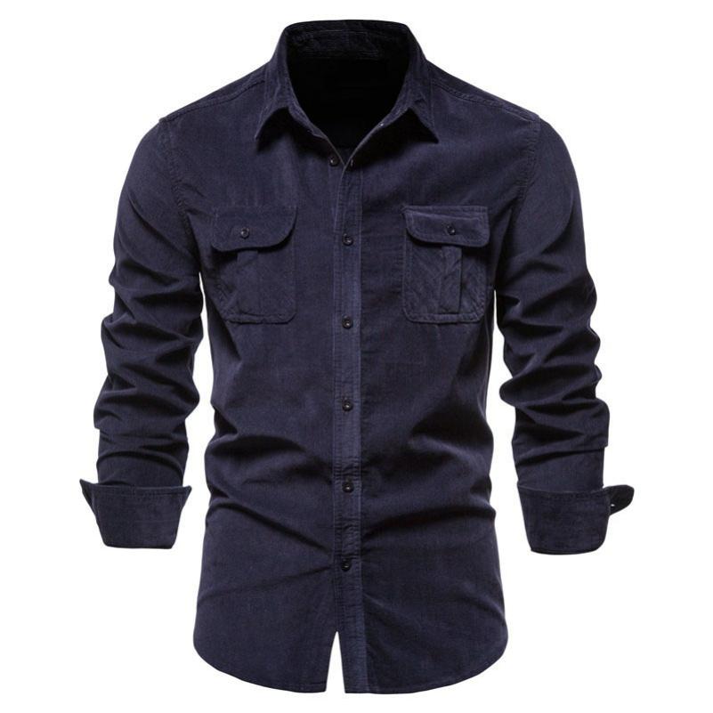 

Men s Autumn Cotton Basic Corduroy Men s Business Shirt Slim Casual Shirt Men s Long-sleeved Jacket S темно-синього кольору