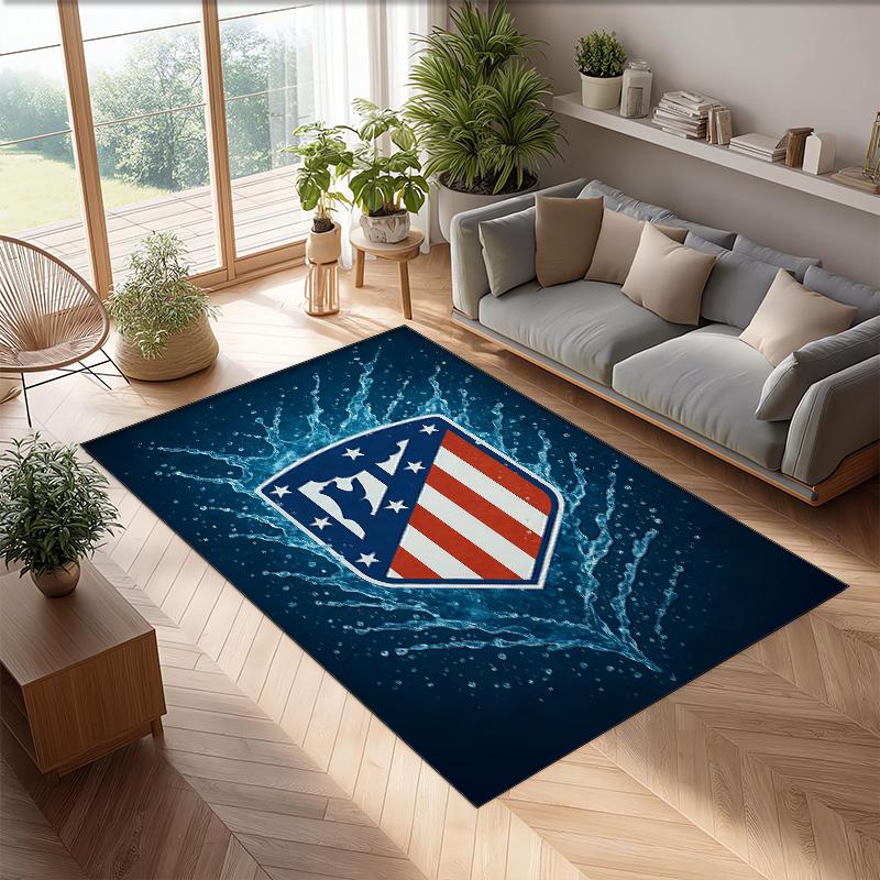 Atletico Madrid Theme rug Soft Crystal Velvet Area Rug Non-Slip Floor Carpet for Living Room Bedroom Nursery