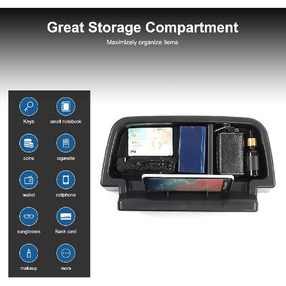 Center Console Dash Storage Box for Honda Pilot 2023 2024 2025 Accessories, ABS Car Navigation Screen Rear Organizer Tray Storage Box Black