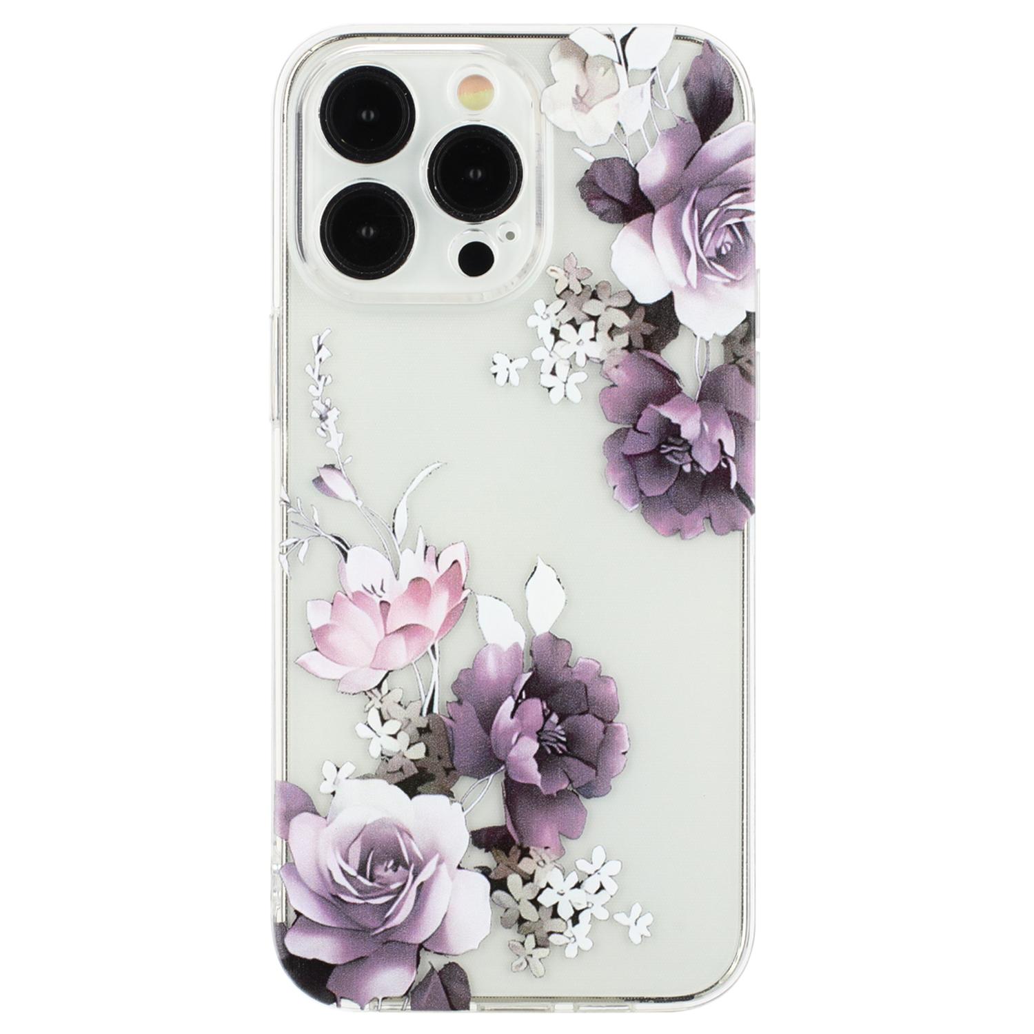 

For iPhone 14 Pro Case Pattern Printing TPU Drop-proof Phone Cover Peony
