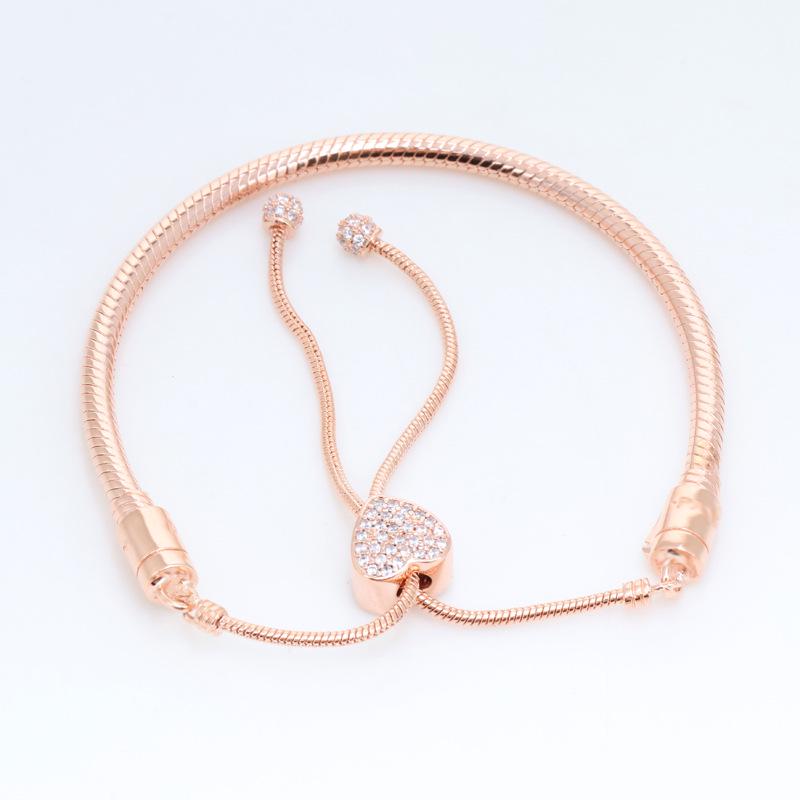 

Браслет-ретрактор в форме сердца из розового золота - Новый женский браслет с раздвижной застежкой в виде сердца любви на Рождество Copper