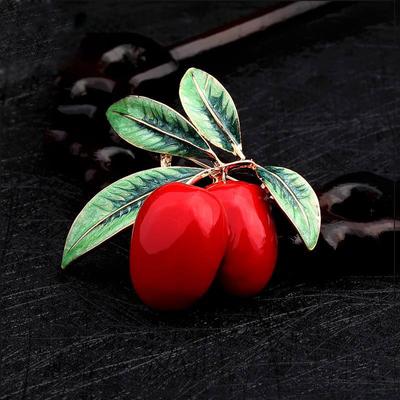 Kreative Retro Rote Kirsche Brosche Weiblichkeit Nationalen Stil Obst Corsage Trendy Pullover Mantel Pin Zubehör