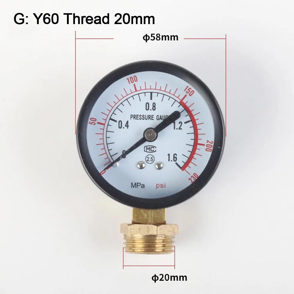 Y60 Analog Pressure Gauge 0 To 1.6 MPa 0 To 230 PSI For Air Compressor Systems Compatible With Pneumatic And HVAC Equipment