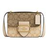 Morgan 18 Gold Logo Classic Presbyopia Flap Canvas with Leather Square Bag Crossbody Shoulder Bag Small Women's Beige and Brown