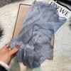 [Bysifa] Grey Blue Silk Scarf Cape Fashion Ladies 100% Silk Long Scarves Foulard Women Plaisley Design Chiffon Scarves Bufandas