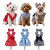 Bow Headband Cat Dog Princess Dress Polka Dots Printing Pet Dress Cute Pet Skirts  Spring Summer