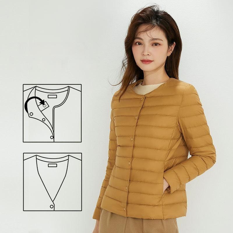 Leichte Daunenjacke für Herbst und Winter, Innenweste für Damen, kurzer Rundhalsausschnitt, große, warme Weste für Innen- und Außenbekleidung