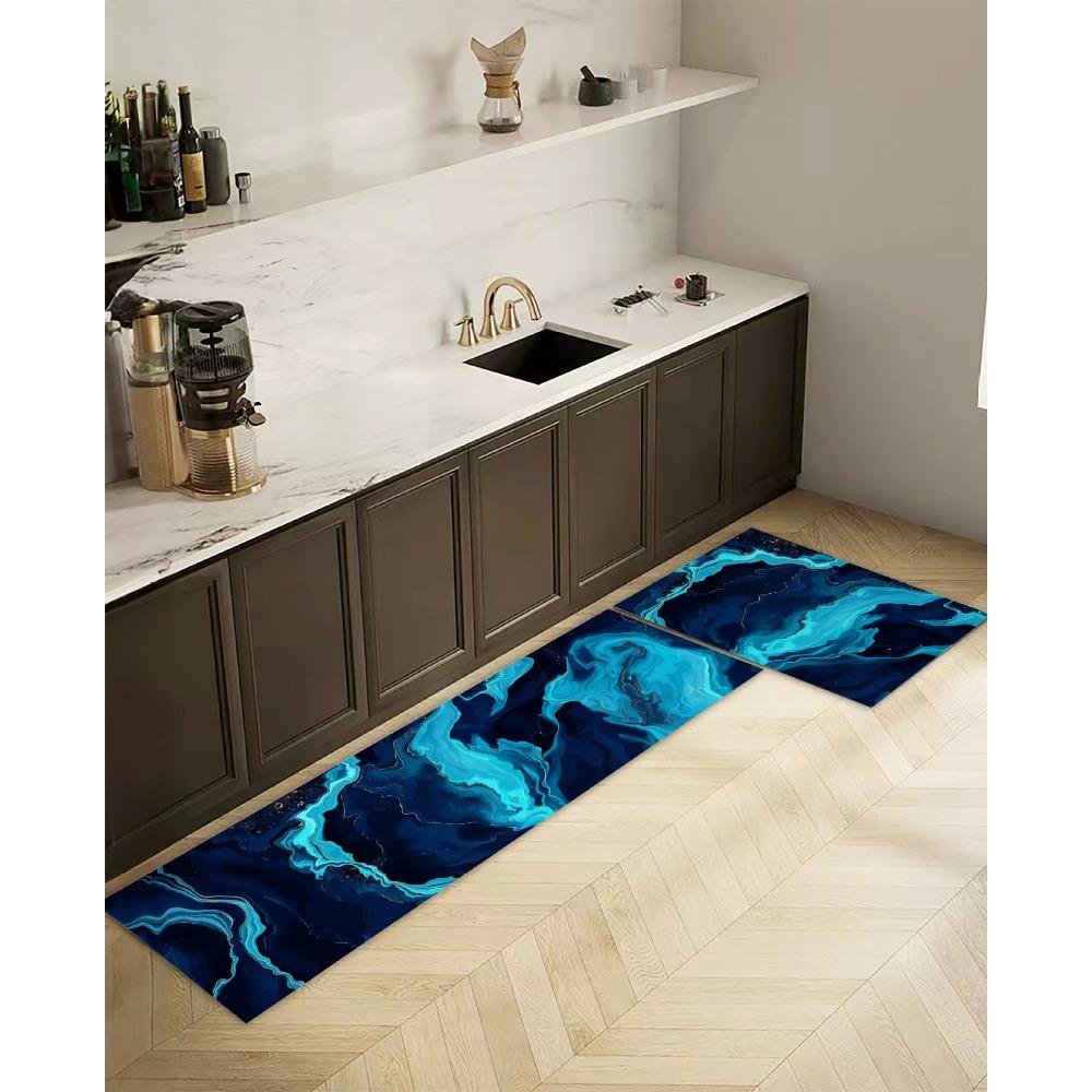 Microfiber Kitchen Two-piece Floor Mat Foot Pad Home Balcony Carpet Long Non-slip Oil Absorption and Water Absorption