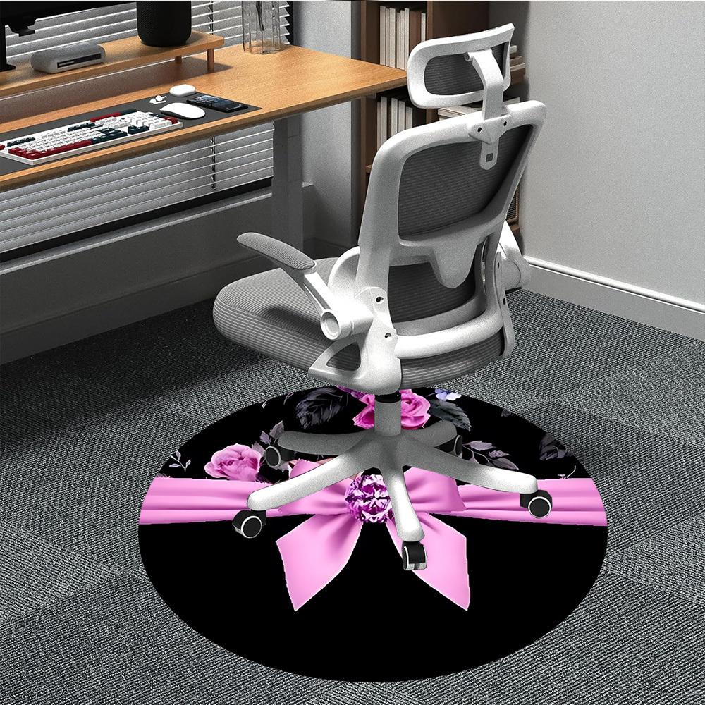 

1pc Floral Ribbon Bow Chair Carpet for Office, Non-slip, Soft and Durable Office Rug for Decoration, Perfect for Office yy251229138 80cm by 80cm