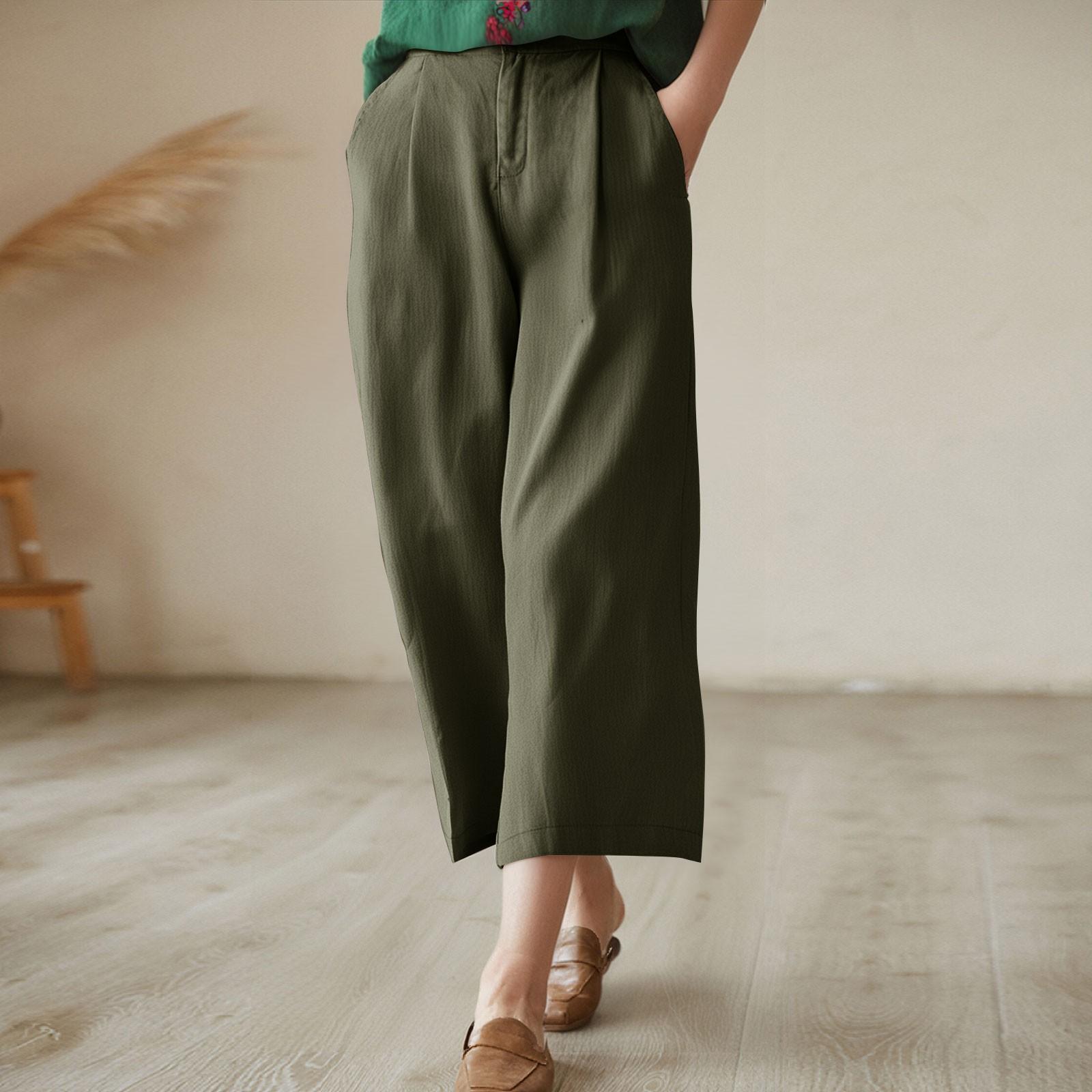 

Женские однотонные брюки с эластичным поясом. Прямая нога. Свободные повседневные укороченные брюки XXXL