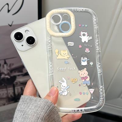Mobile Phone Cases for iPhone 11 13 XR 15 Pro Max 12 14 Pro Max Case iPhone 16 7 Plus 8 Plus XS Max Cartoon Pattern Anti-drop Protection Shockproof