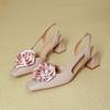 High-heeled bag head sandals women's summer 2025 new square head empty single shoes flower red high heels women's thick heel