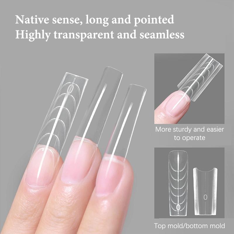 240 Stück Sandwich Dual-Nagelform Coffin Mandel-Nagelformen 14 Größen Wiederverwendbar Obere und untere Formen Nagelkunst-Verlängerung Obere Form Untere Form