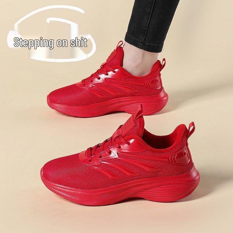 

Women s Four Seasons Red Mesh Sneakers: Lightweight, Non-slip, Soft Sole, Ideal for Running, Dancing, Fitness, and Travel. 35 красный
