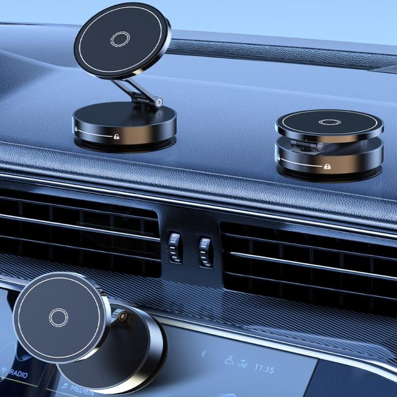 Foldable Car Phone Bracket Magnetic Stand 360 Degree Rotation Adjustable with Double Suction Technology for Easy Viewing