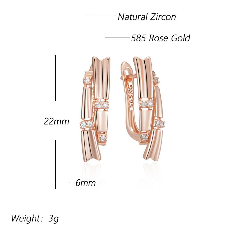 Couleur Or Rose Ethnique Boucles d'Oreilles Pendantes Mariée Mode Femme Géométrie Zircon Naturel Accessoires Quotidien Bijoux Fins