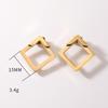 European & American Geometric Square Double Earrings - Titanium Steel Vacuum Plated Stainless Steel Ear Clips, Minimalist Style.
