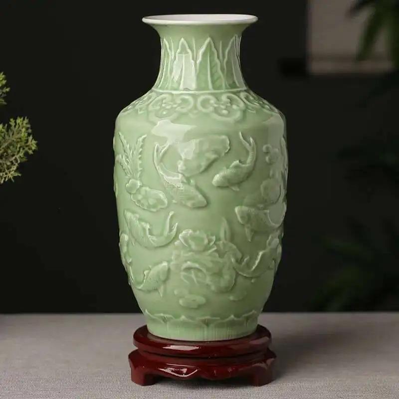 Ceramic Vase Decoration, Flower Arrangement, Antique Shelf, Chinese Zen Flower Arrangement, Home Decoration, Jingdezhen