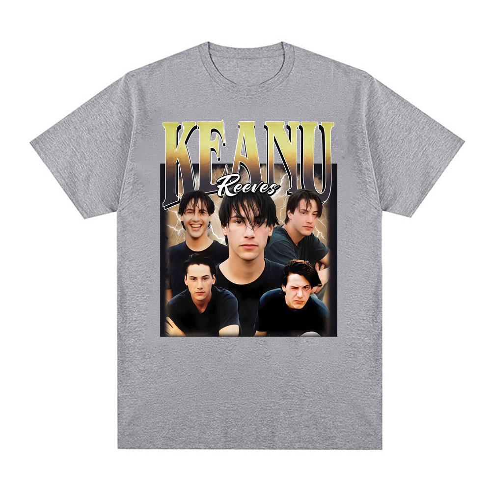 Keanu Reeves Vintage 90er Jahre Print T-Shirts Unisex Damen Mode Hip Hop T-Shirt Hohe Qualität Übergroßes Kurzarm T-Shirt Streetwear