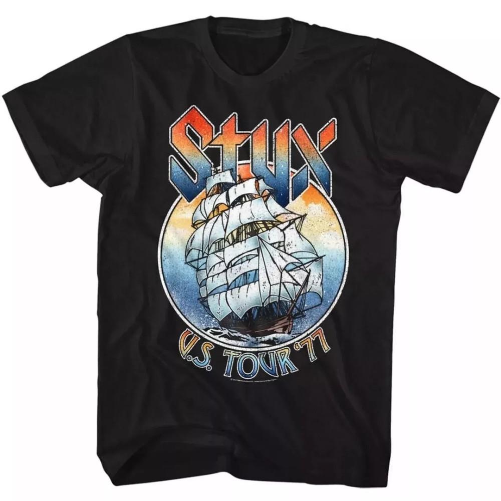 Styx Band US Tour 1977 Black T Shirt Full Size S-5XL Unisex T-Shirt S