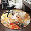 1pc Anime Design Round Carpet Office Chair Mat, Non Slip Rug with Floral Patterns for Home Decor, All Seasons