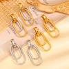 Stainless Steel Metal Double Oval Drop Earrings for Women Fashion Gold Silver Color U Shaped Geometric Earrings Jewelry Gifts