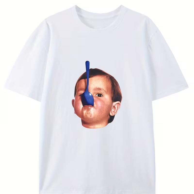 

Cute Baby Head Portrait Creative Pattern Round Neck TShirt Summer Trendy Short SleeveCasual Daily Style Top Unisex Women Unisex S