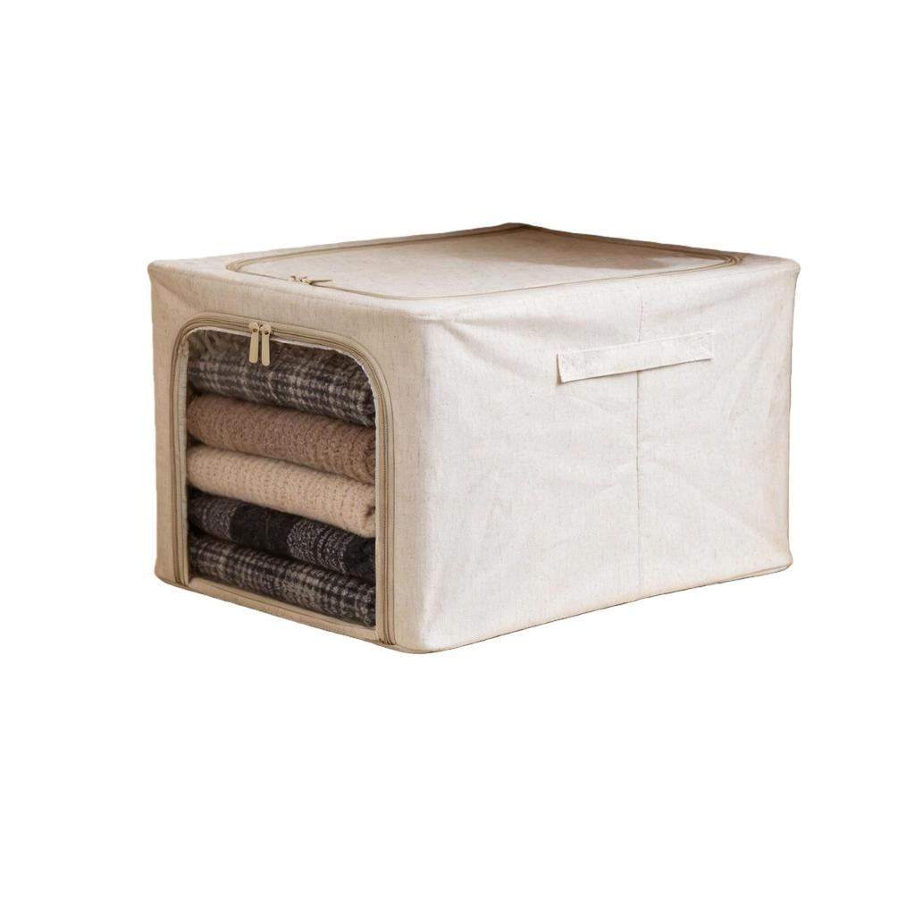 Long Narrow Fabric Storage Box with Visual Window for Clothes - Home Organizer with Steel Frame, Large Capacity