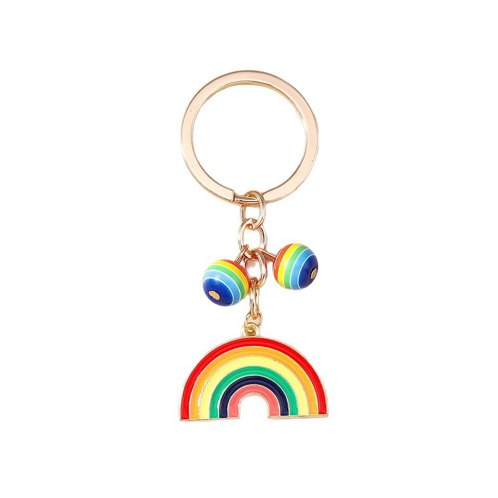 Fashion Rainbow Keychain Happy Rainbow Diy Alloy Accessories Colorful Cloud Charm Couple Family Keychain Pendant