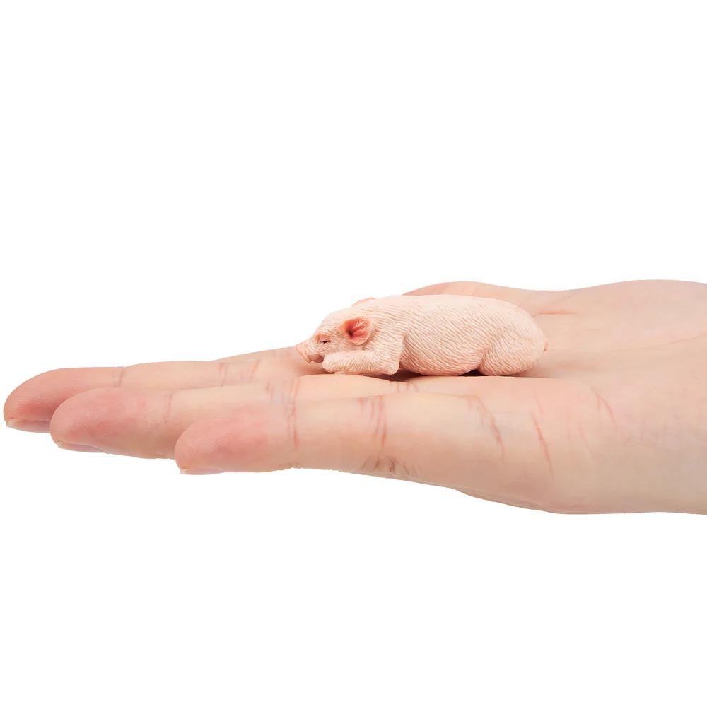 Toymany Simulation Sleeping Pink Piglet Farm Animal Model Toy Mini Figures Dolls Action Figurines Toys Children Gift Cake Decora