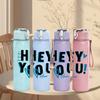 1PC Hey You Bold Letter Art 750ml Color Plastic Sports Water Bottle Leakproof Flip Straw Lid Suitable for Sports Office Home Use