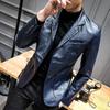 Herren PU-Lederjacke, modisch, schmal geschnitten, neuer Lederanzug, Herren, Business-Casual-Lederjacke, Mäntel