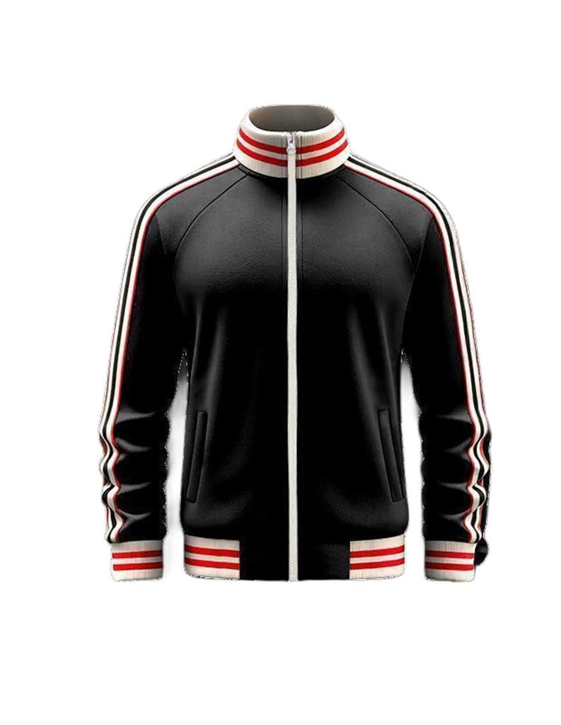 Męska codzienna sportowa kurtka z kołnierzem stojącym i wstążką - Kolekcja Jesień/Zima