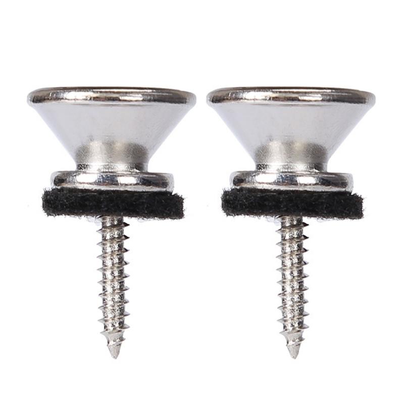2Pcs/pack Guitar Strap Buttons End Pins with Mounting Screws and Felts Cushions Metal Guitar Strap Locks Strap Buttons