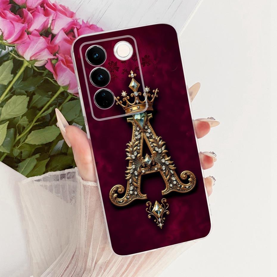Fashion Crown Letter Case For Vivo V27 Pro V2230 V2231 Soft Silicone TPU Back Cover For Vivo V27 V27Pro Phone Cases