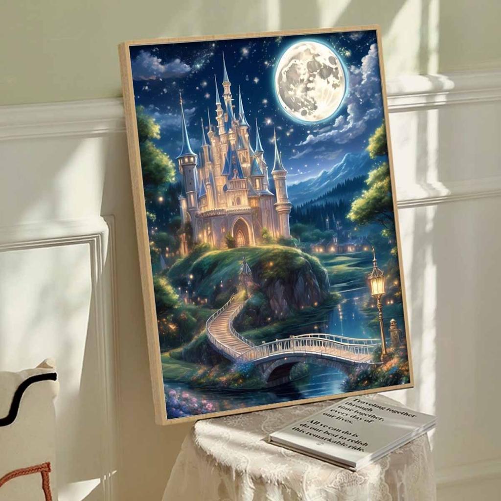 DIY Diamond Painting The Castle on The Mountain Cross Stitch Kit Mosaic Art Diamond Painting Full Circle Diamond Home Decoration