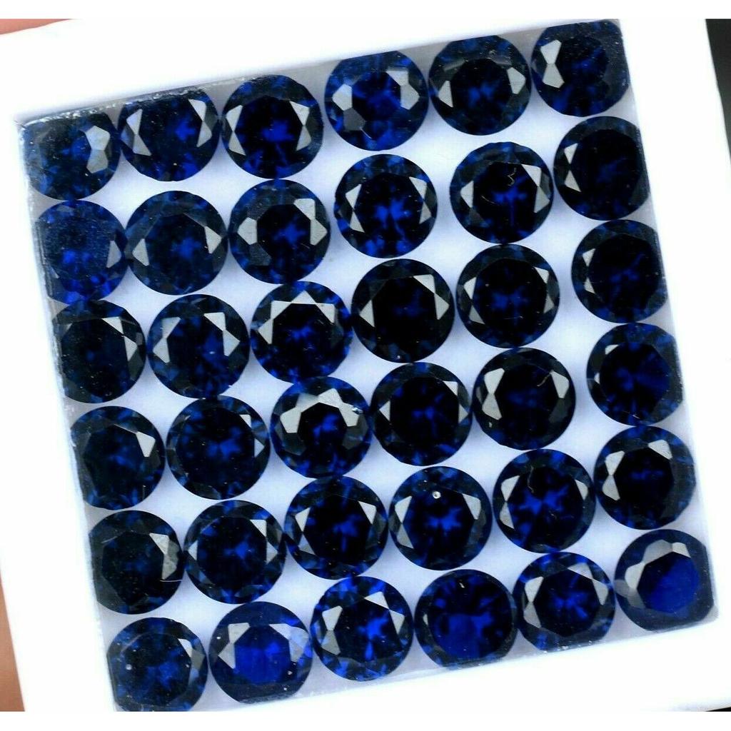 Natural Blue Sapphire Loose Gemstone 24 pcs Ceylon Round 5x5 mm Lot September Birthday Birthstone