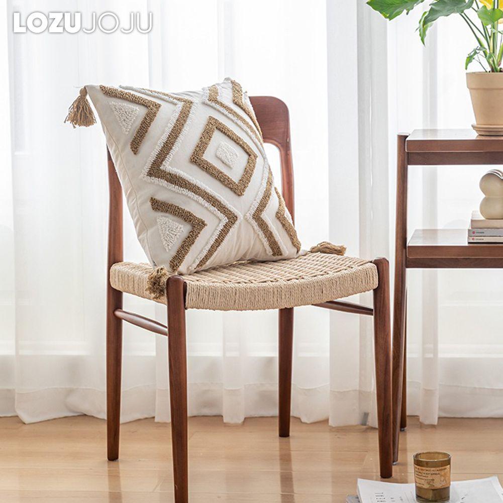 1PC LOZUJOJU Comfortable and Versatile Pillowcase Polyester Cotton Tufted Tassel Decorative Cushion Cover for Sofa Living Room Bedroom Home Decor