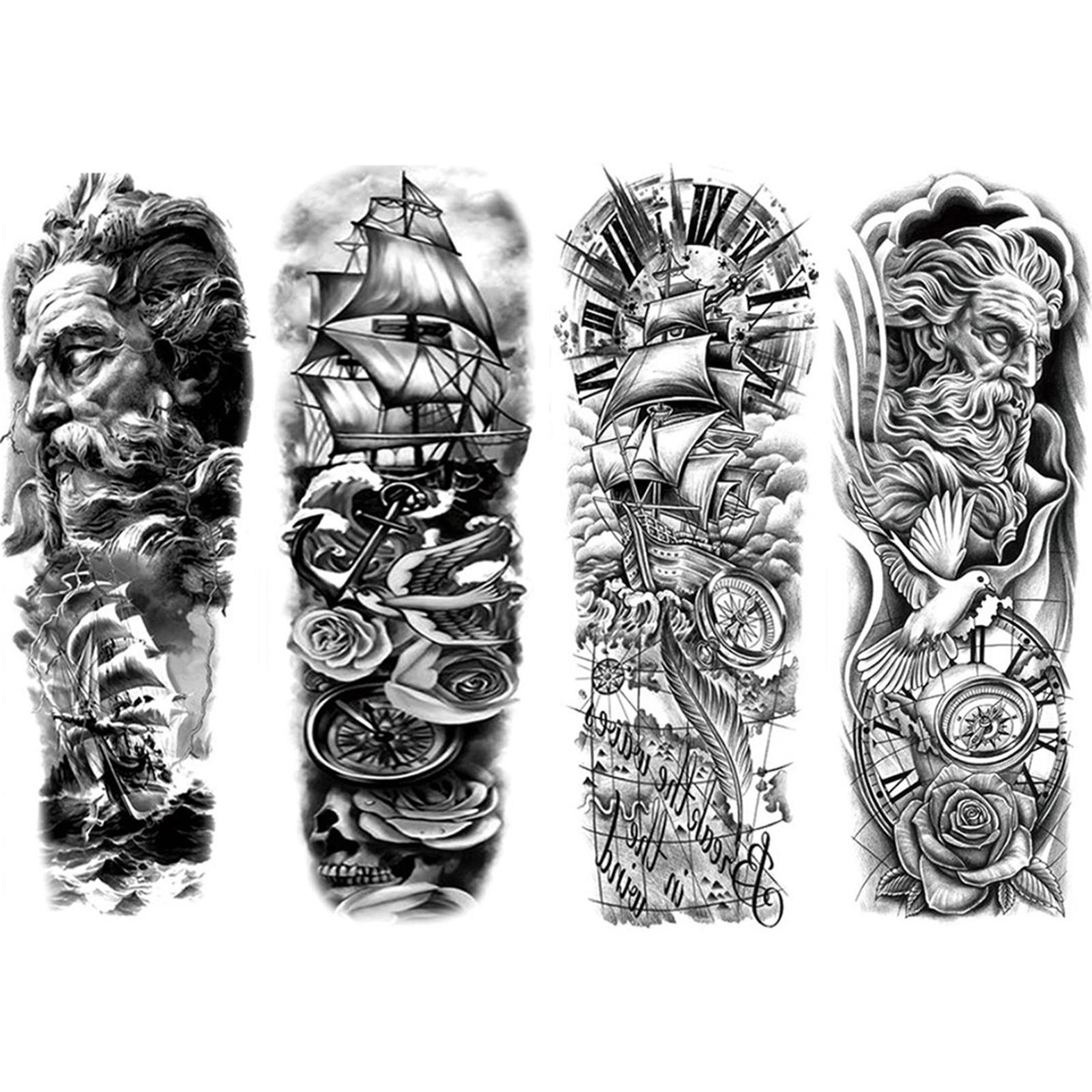 Arm Tattoo Sticker Pirate Temporary Tattoo Sticker Body Tattoo Sticker Art Stickers Kit Cool Fake Tattoo for Girls Boys Makeup