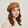 Newsboy Cap Octagonal Hat British Style Painter Hat Fashion PU Leather Beret  Autumn