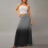Women's Casual Leisure Foldable Gradient Print High Waist With Pocket Draped  Relaxed Long Maxi Skirt