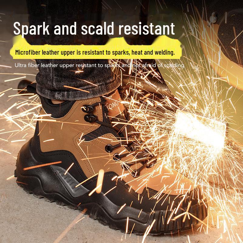 Men's Lightweight Steel Toe Safety Shoes: Anti-Smash, Anti-Puncture, Breathable, Fashionable, and Wear-Resistant Work Footwear.