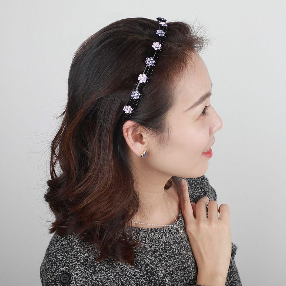 

Toothed Hairband Elegant Shinny Korean Style Hair Hoop Girls Hair Hoop Rhinestone Sweet Headband B